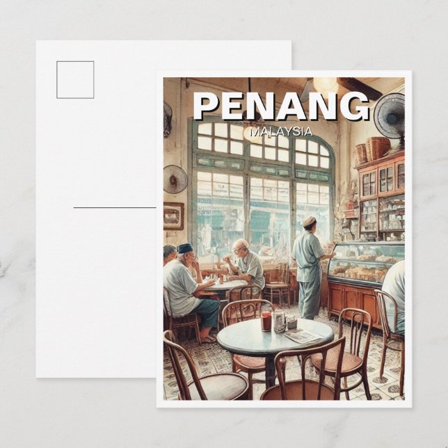 Penang Malaysia Shophouse Kopitiam Travel Postcard (Front/Back)