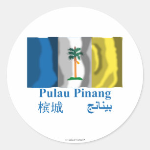 Penang waving flag with name classic round sticker
