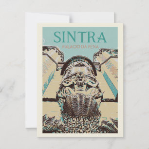 Pena's palace entry illustration, Sintra Portugal Postcard