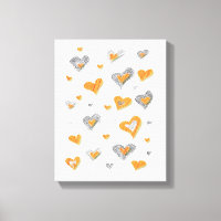 Pencil Art Hearts Wrapped Canvas Print