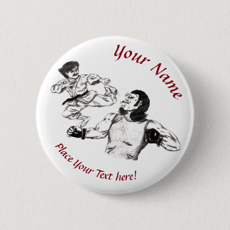 Pencil art Karate fighter vs MMA fighter battle 2 Inch Round Button