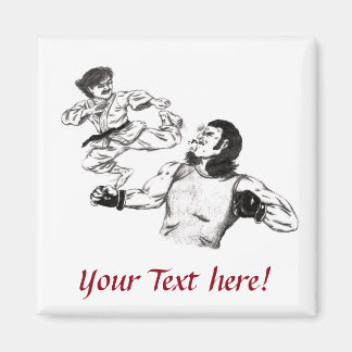 Pencil art Karate fighter vs MMA fighter battle Magnet