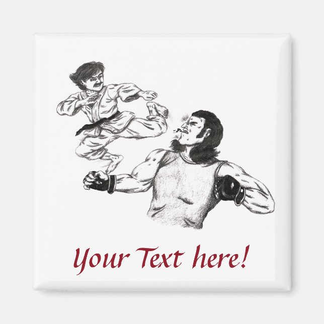 Pencil art Karate fighter vs MMA fighter battle Magnet (Front)