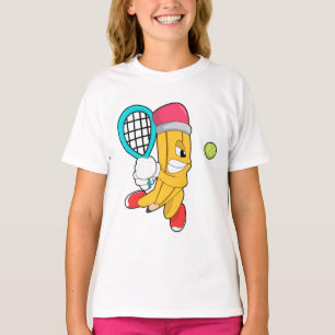 Pencil at Tennis with Tennis racket T-Shirt