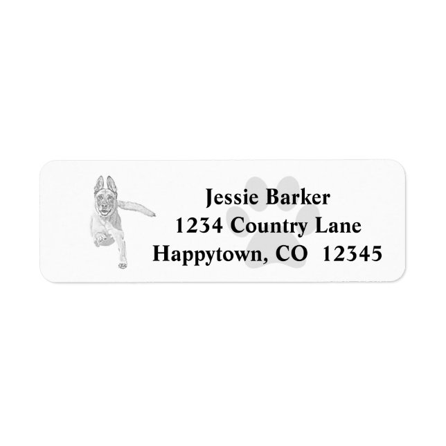 Pencil Belgian Malinois Return Address Label (Front)