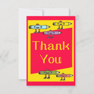 Pencil Cartoon For Students Thank You Card