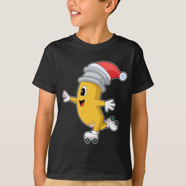 Pencil Christmas Inline skating T-Shirt (Front)