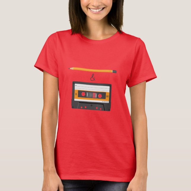 Pencil & Compact Cassette T-Shirt (Front)