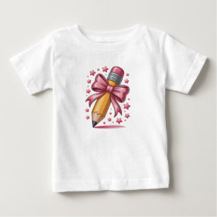 Pencil Coquette Bow Teacher Appreciation School Baby T-Shirt