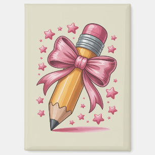 Pencil Coquette Bow Teacher Appreciation School Magnet