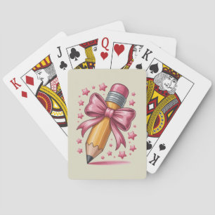 Pencil Coquette Bow Teacher Appreciation School Playing Cards