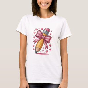 Pencil Coquette Bow Teacher Appreciation School T-Shirt
