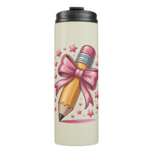 Pencil Coquette Bow Teacher Appreciation School Thermal Tumbler