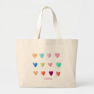 Pencil Crayon Hearts Tote Bag