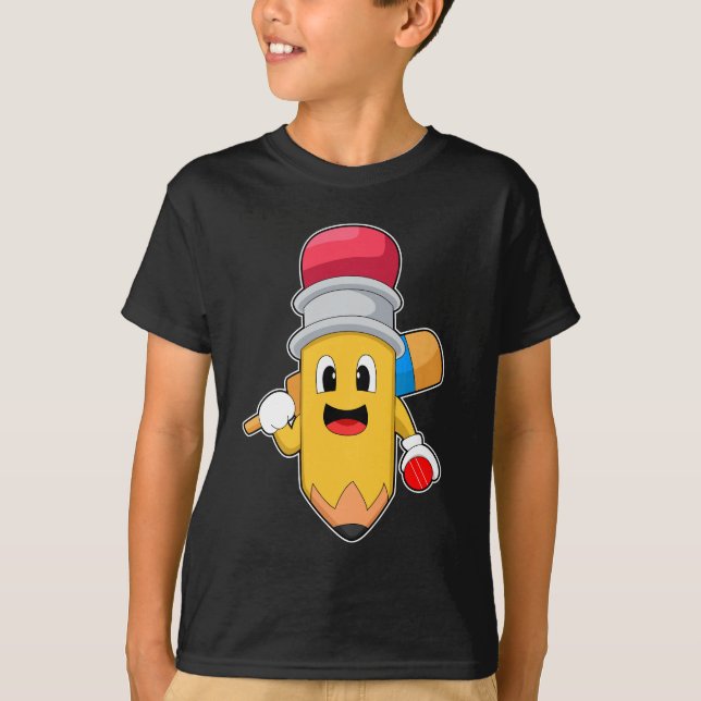 Pencil Cricket Cricket bat T-Shirt (Front)
