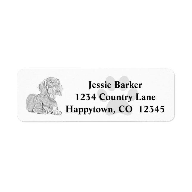 Pencil Dachshund Return Address Label (Front)