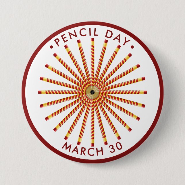 Pencil Day, lots of striped pencils 3 Inch Round Button (Front)