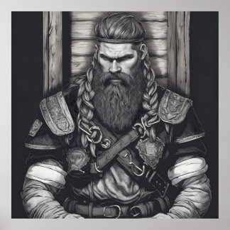 Pencil Drawing of a Viking King Poster