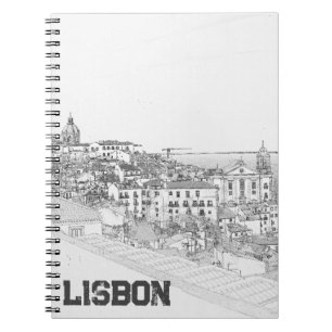 Pencil drawing of Alfama district in Lisbon Notebook