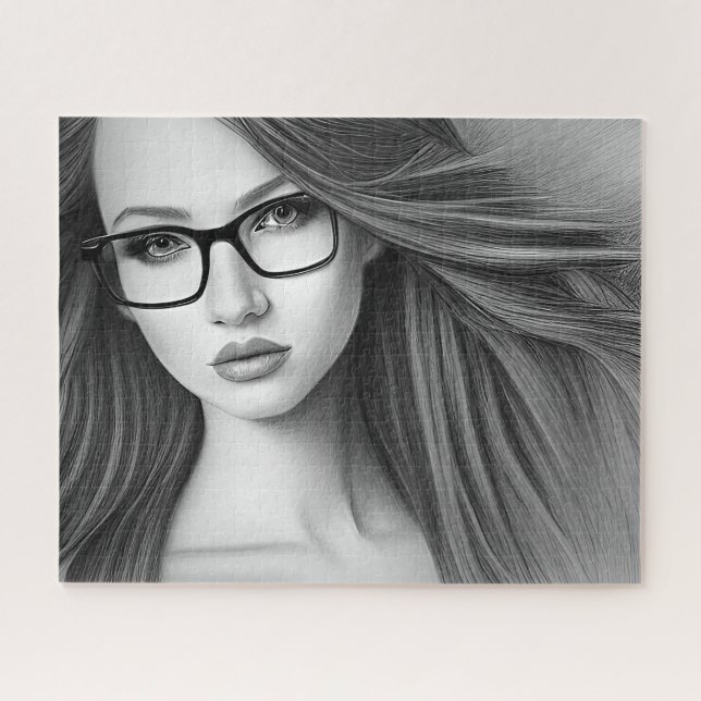 Pencil Drawing of Girl Jigsaw Puzzle (Horizontal)