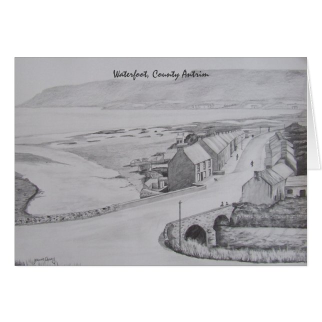 Pencil Drawing of Waterfoot, County Antrim by Joan (Front Horizontal)