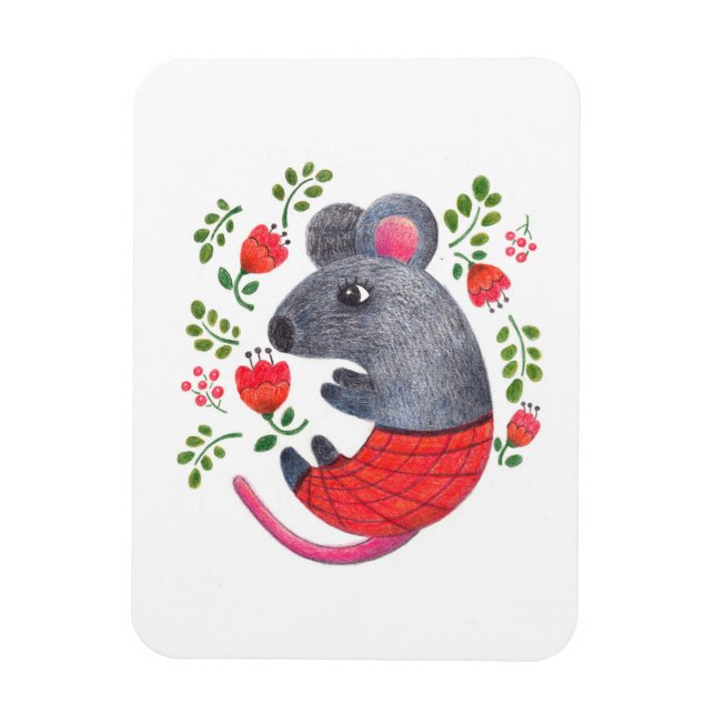 Pencil drawn mouse magnet (Vertical)