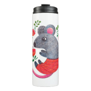 Pencil drawn mouse thermal tumbler