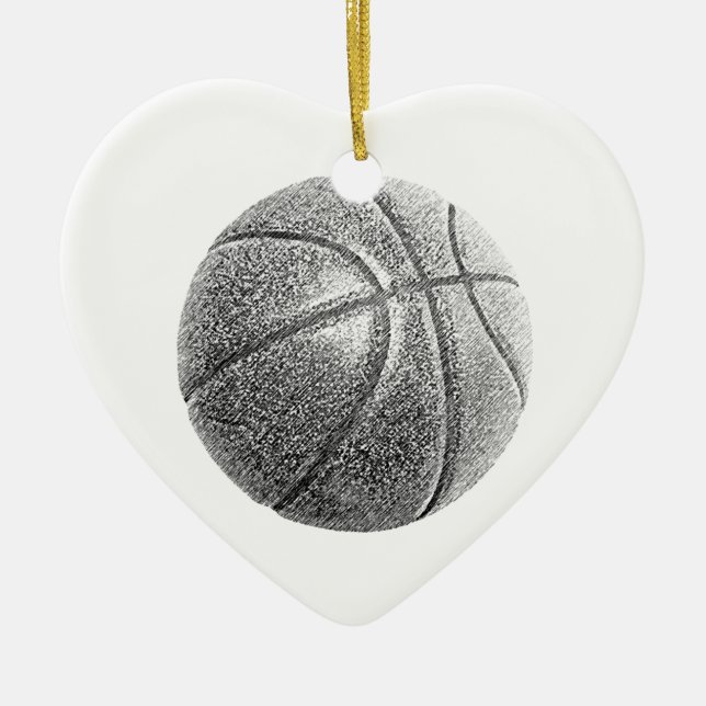 Pencil Effect Basketball Ceramic Ornament (Front)