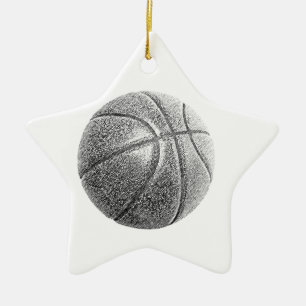 Pencil Effect Basketball Ceramic Ornament