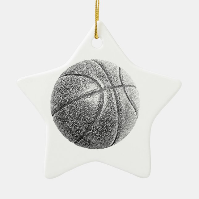 Pencil Effect Basketball Ceramic Ornament (Front)