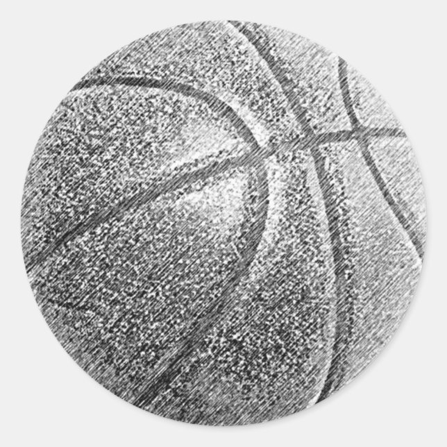 Pencil Effect Basketball Classic Round Sticker (Front)