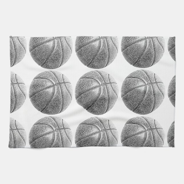 Pencil Effect Basketball Kitchen Towel (Horizontal)