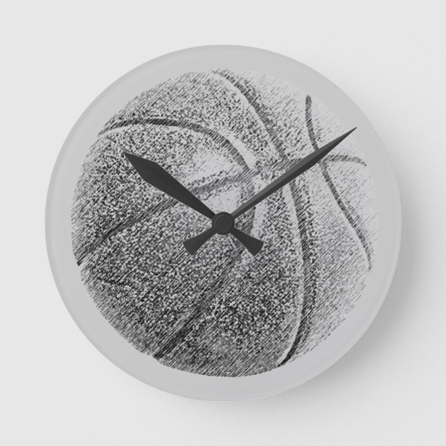Pencil Effect Basketball Round Clock (Front)