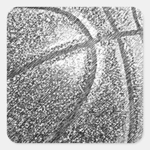 Pencil Effect Basketball Square Sticker
