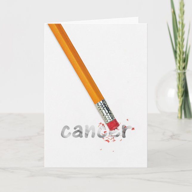 Pencil Eraser and Cancer Text Thinking Of You Card (Front)