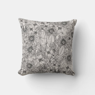 pencil flowers throw pillow