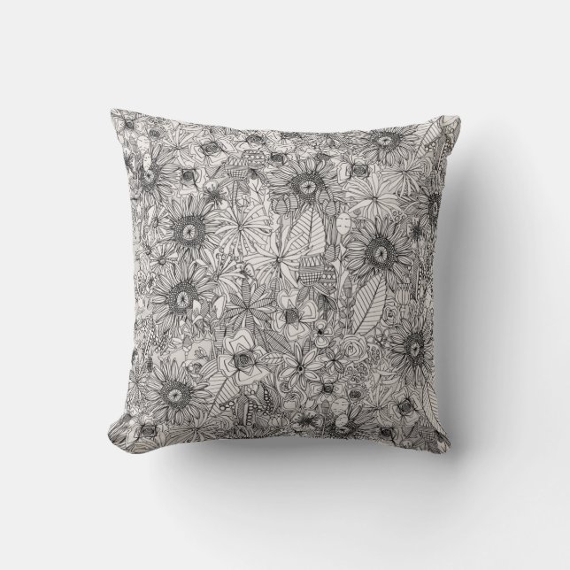 pencil flowers throw pillow (Front)