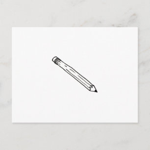 Pencil - fun simple line drawing symbol logo art postcard