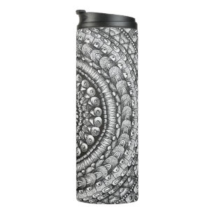 Pencil Hand Drawn Mandala Design Art  Thermal Tumbler
