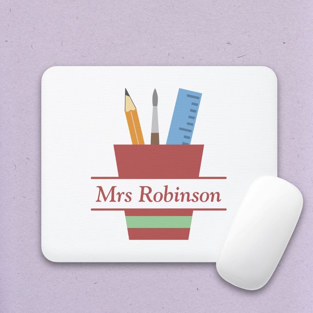 Pencil Holder Monogram Teacher Thank You Gift  Mouse Pad (Pencil Holder Monogram Teacher Thank You Gift Mouse Pad)
