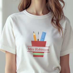 Pencil Holder Monogram Teacher Thank You Gift Tri-Blend Shirt