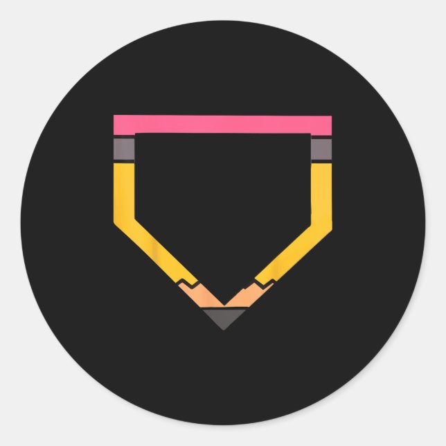 Pencil Home Plate Baseball Lovers Boys Kids Back T Classic Round Sticker (Front)