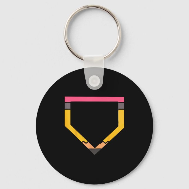 Pencil Home Plate Baseball Lovers Boys Kids Back T Keychain (Front)