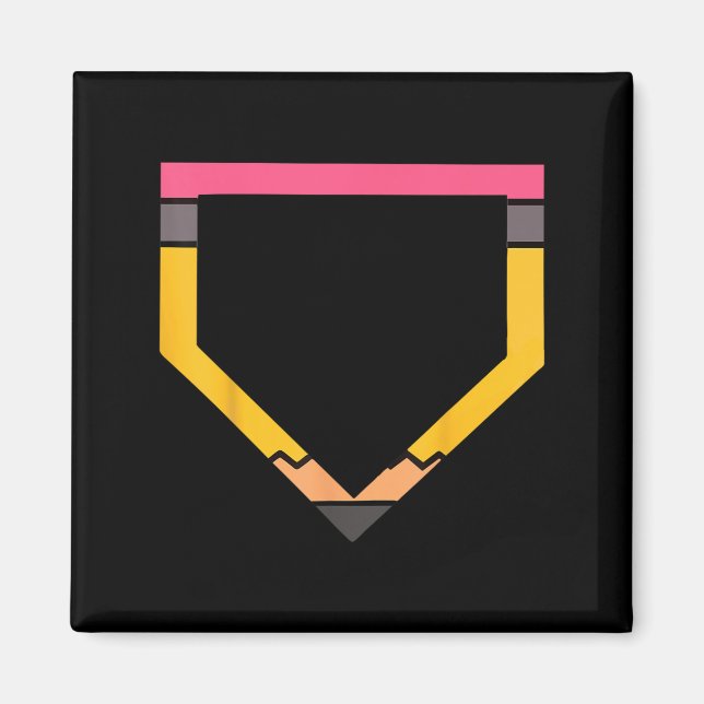 Pencil Home Plate Baseball Lovers Boys Kids Back T Magnet (Front)
