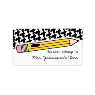 Pencil & Houndstooth School Book Label