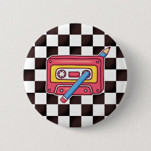 Pencil In A Cassette Tape: 80s riddle 2 Inch Round Button