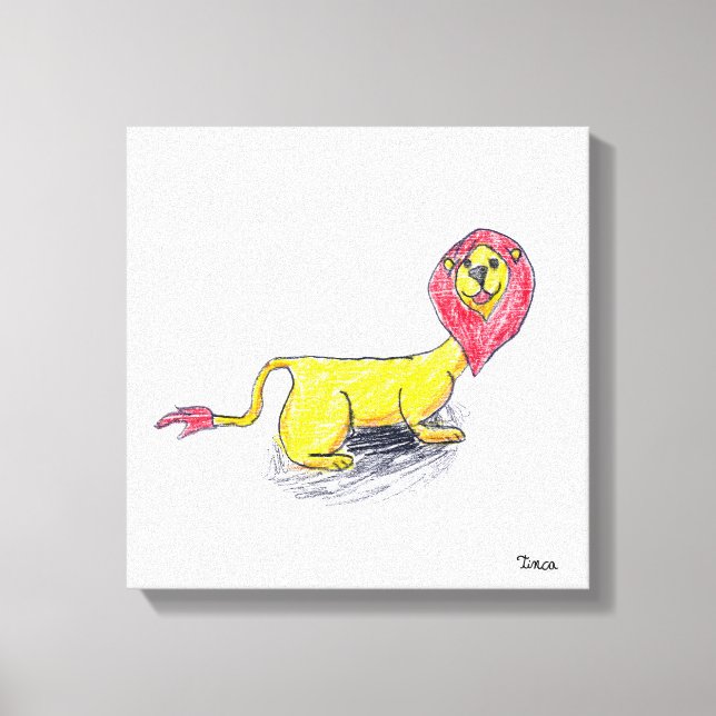 Pencil Lion Drawing Canvas Wall Art (Front)