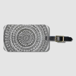 Pencil Original Art Mandala Design Luggage Tag
