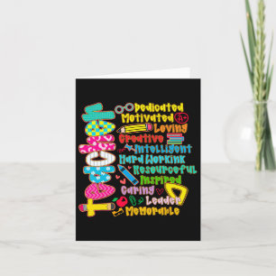 Pencil Preppy Teacher Dedicated Motivated Back To Card