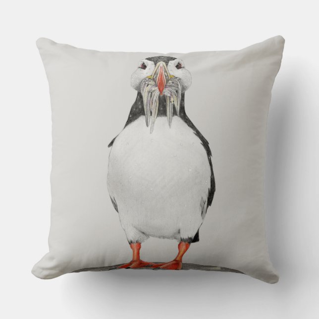pencil puffin throw pillow (Front)